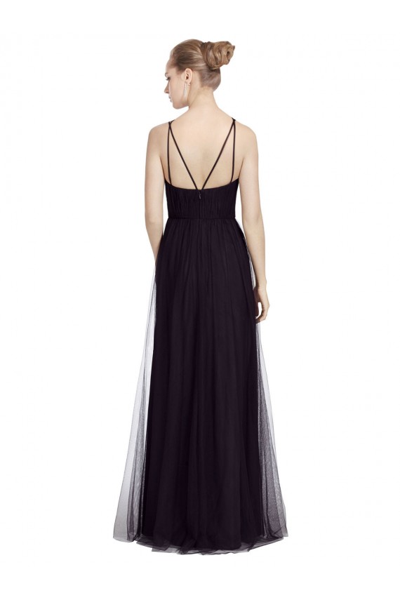 Sleeveless Black A-Line Spaghetti Straps Bridesmaid Gown Maidstone