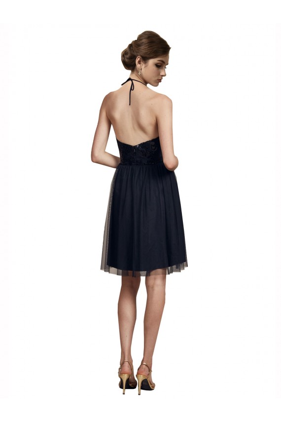 Sleeveless Black A-Line Halter Neck Bridesmaid Gown Maidstone