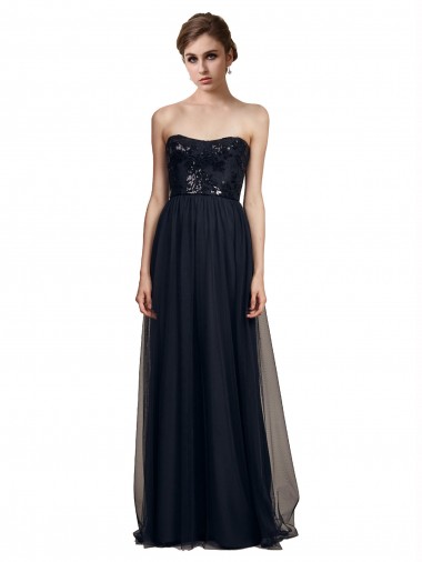 Sleeveless Black A-Line Sweetheart Bridesmaid Gown Maidstone