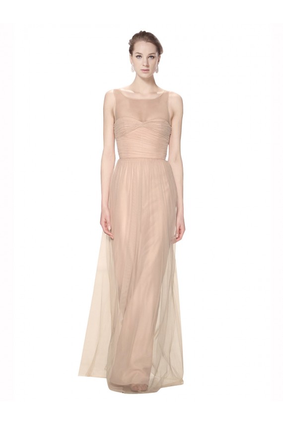 Sleeveless Blush Sheath Illusion Neck Bridesmaid Dress Maidstone