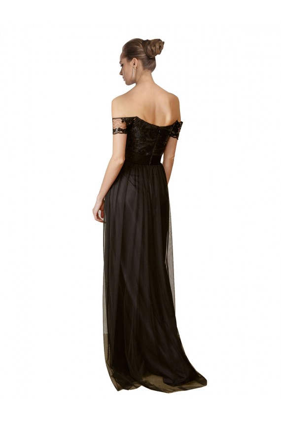 Sleeveless Black A-Line Off the Shoulder Bridesmaid Dress Maidstone