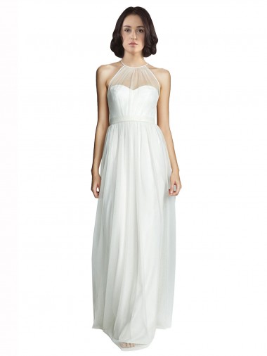 Sleeveless White A-Line Halter Neck Bridesmaid Dress Maidstone