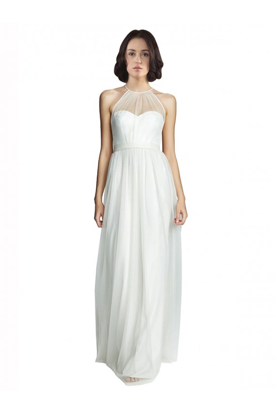 Sleeveless White A-Line Halter Neck Bridesmaid Dress Maidstone