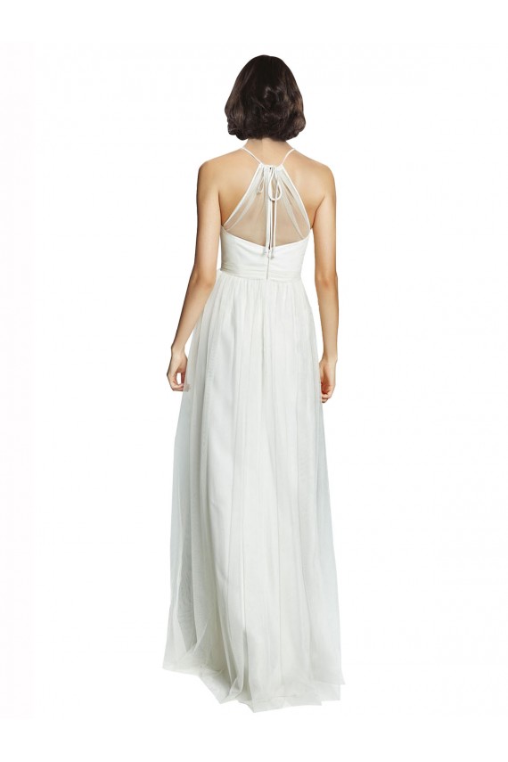 Sleeveless White A-Line Halter Neck Bridesmaid Dress Maidstone