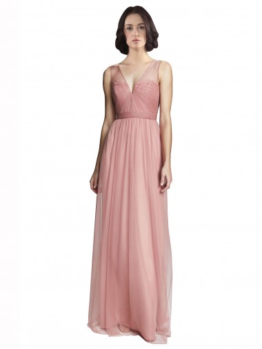 Sleeveless Rose Pink A-Line V-Neck Bridesmaid Dress Maidstone