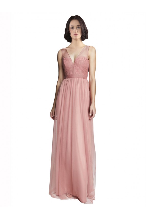Sleeveless Rose Pink A-Line V-Neck Bridesmaid Dress Maidstone