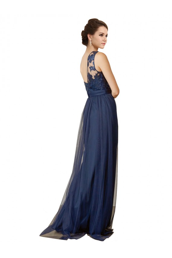 Sleeveless Dark Navy A-Line Tulle One Shoulder Bridesmaid Dress Maidstone