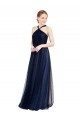 Sleeveless Navy Blue A-Line Halter Neck Bridesmaid Dress / Evening Dress Maidstone
