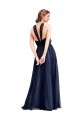 Sleeveless Navy Blue A-Line Halter Neck Bridesmaid Dress / Evening Dress Maidstone