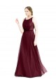 Sleeveless Burgundy Keyhole Back A-Line Boat Neck Semi Formal Evening Dress / Bridesmaid Dress Maidstone