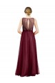 Sleeveless Burgundy Keyhole Back A-Line Boat Neck Semi Formal Evening Dress / Bridesmaid Dress Maidstone