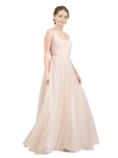 Sleeveless Pink Open Back A-Line Scoop Neck Semi Formal Evening Dress / Bridesmaid Dress Maidstone