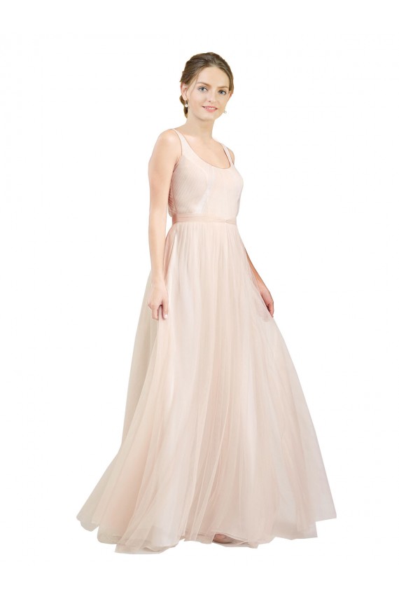 Sleeveless Pink Open Back A-Line Scoop Neck Semi Formal Evening Dress / Bridesmaid Dress Maidstone