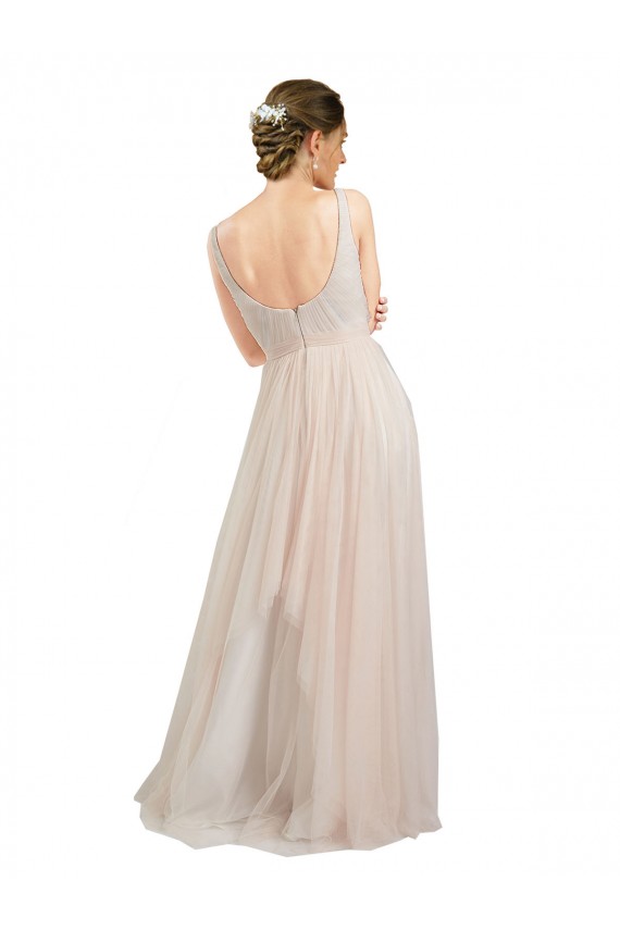 Sleeveless Pink Open Back A-Line Scoop Neck Semi Formal Evening Dress / Bridesmaid Dress Maidstone