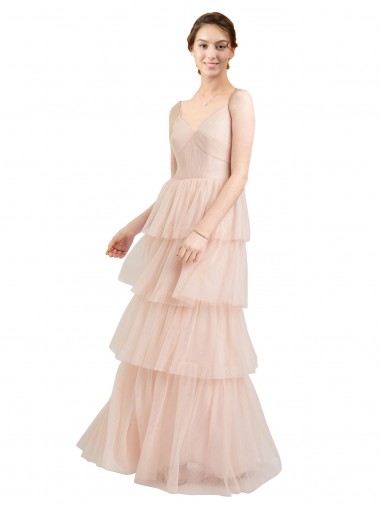 Sleeveless Pink A-Line V-Neck Semi Formal Evening Dress / Bridesmaid Dress Maidstone