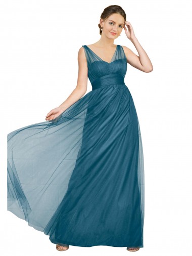 Sleeveless Teal Green V-Back A-Line V-Neck Bridesmaid Dress Maidstone
