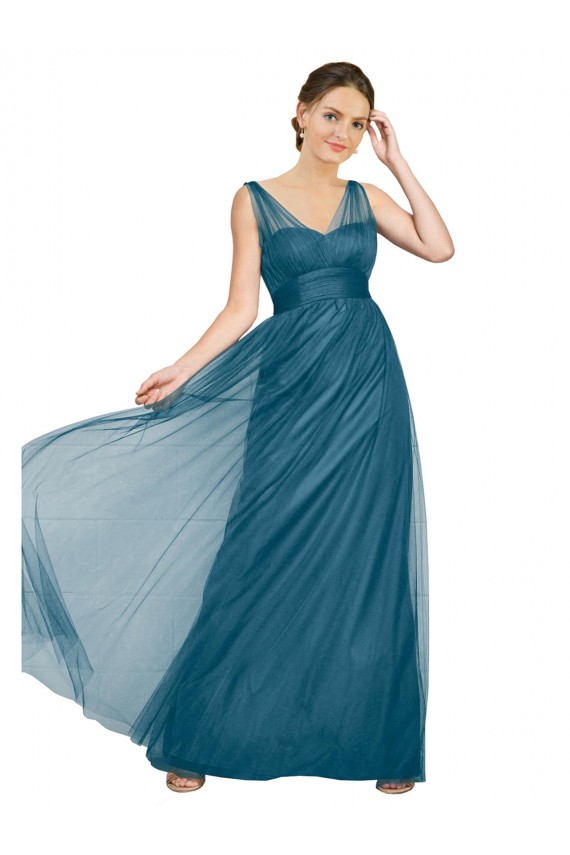 Sleeveless Teal Green V-Back A-Line V-Neck Bridesmaid Dress Maidstone