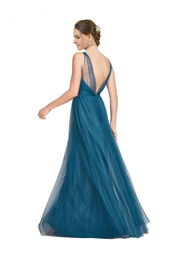 Sleeveless Teal Green V-Back A-Line V-Neck Bridesmaid Dress Maidstone