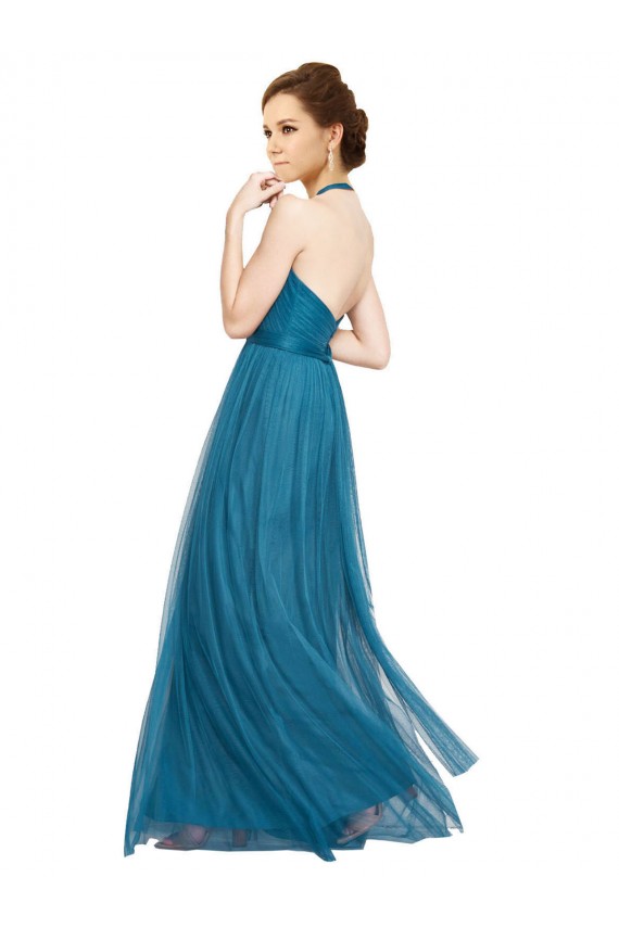 Sleeveless Teal Green Open Back A-Line Halter Neck Bridesmaid Dress Maidstone