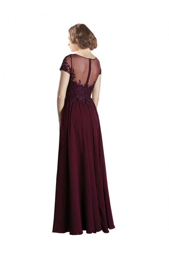 Cap Sleeves Burgundy Gold A-Line Jewel Neck Bridesmaid Dress Maidstone