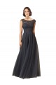 Cap Sleeves Slate Grey A-Line Bateau Neck Bridesmaid Dress Maidstone