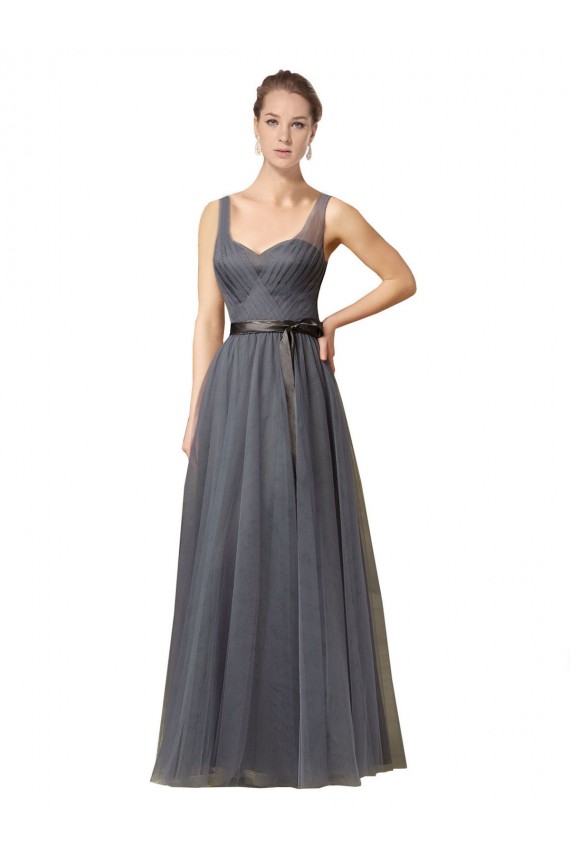 Sleeveless Slate Grey V-Back A-Line Sweetheart Formal Dress / Bridesmaid Dress Maidstone