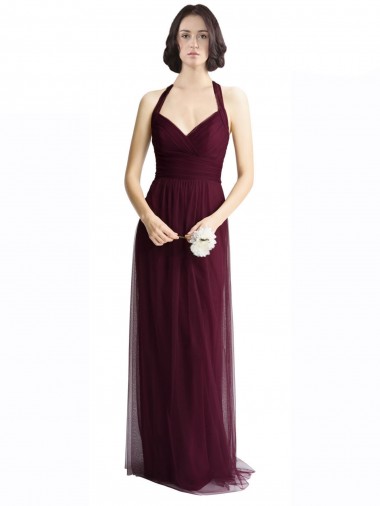 Sleeveless Red Open Back A-Line Halter Neck Bridesmaid Dress / Evening Dress Maidstone