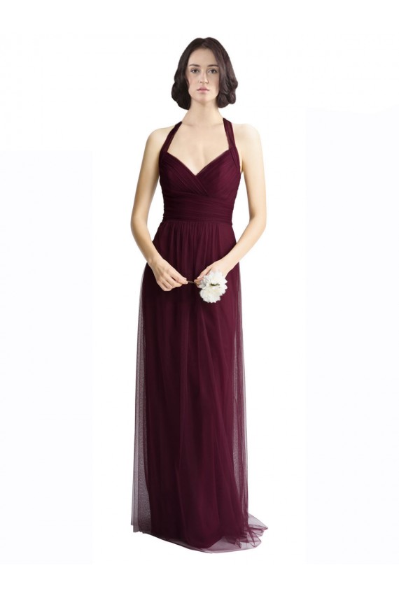 Sleeveless Red Open Back A-Line Halter Neck Bridesmaid Dress / Evening Dress Maidstone
