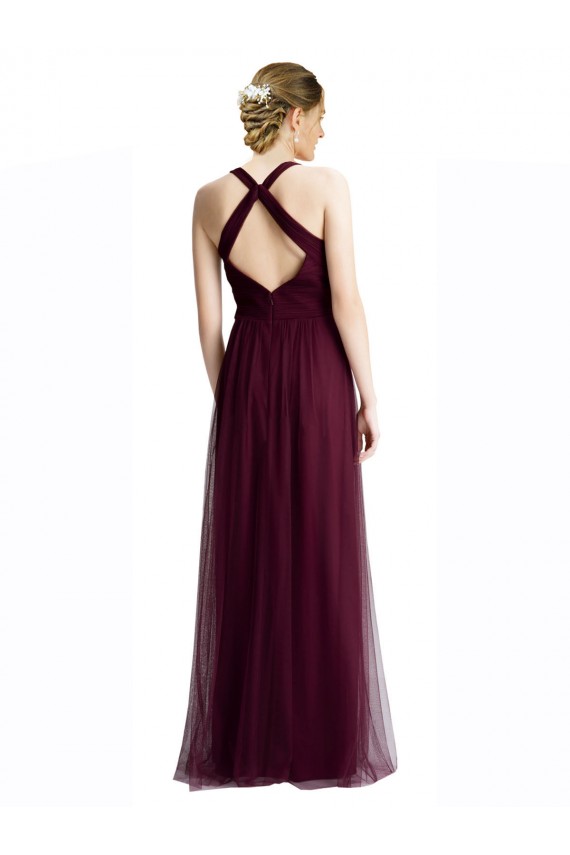 Sleeveless Red Open Back A-Line Halter Neck Bridesmaid Dress / Evening Dress Maidstone