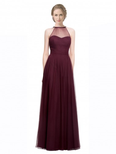 Sleeveless Red A-Line Halter Neck Bridesmaid Dress Maidstone