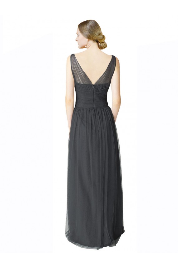 Sleeveless Pewter V-Back A-Line V-Neck Formal Dress / Bridesmaid Dress Maidstone
