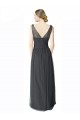 Sleeveless Pewter V-Back A-Line V-Neck Formal Dress / Bridesmaid Dress Maidstone