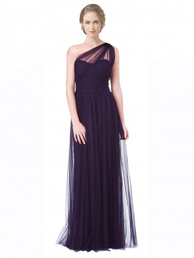 Sleeveless Plum A-Line One Shoulder Bridesmaid Dress Maidstone