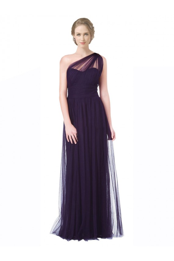 Sleeveless Plum A-Line One Shoulder Bridesmaid Dress Maidstone