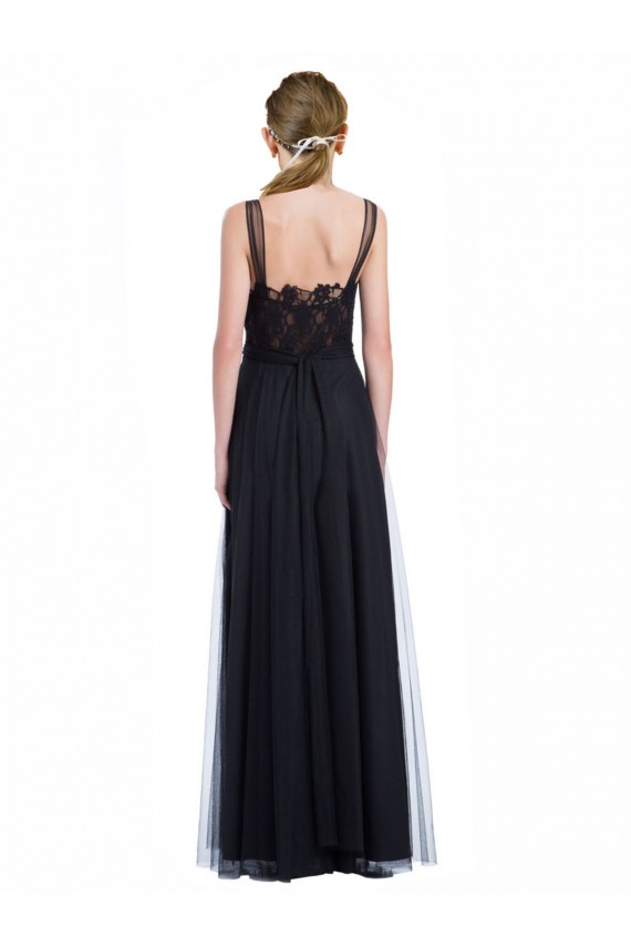 Sleeveless Black Low Back A-Line Bateau Neck Bridesmaid Dress Maidstone