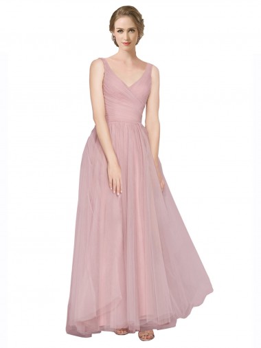 Sleeveless Pink V-Back A-Line V-Neck Bridesmaid Dress Maidstone
