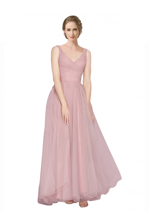 Sleeveless Pink V-Back A-Line V-Neck Bridesmaid Dress Maidstone
