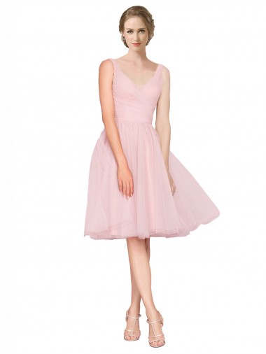Sleeveless Pink A-Line V-Neck Bridesmaid Gown Maidstone