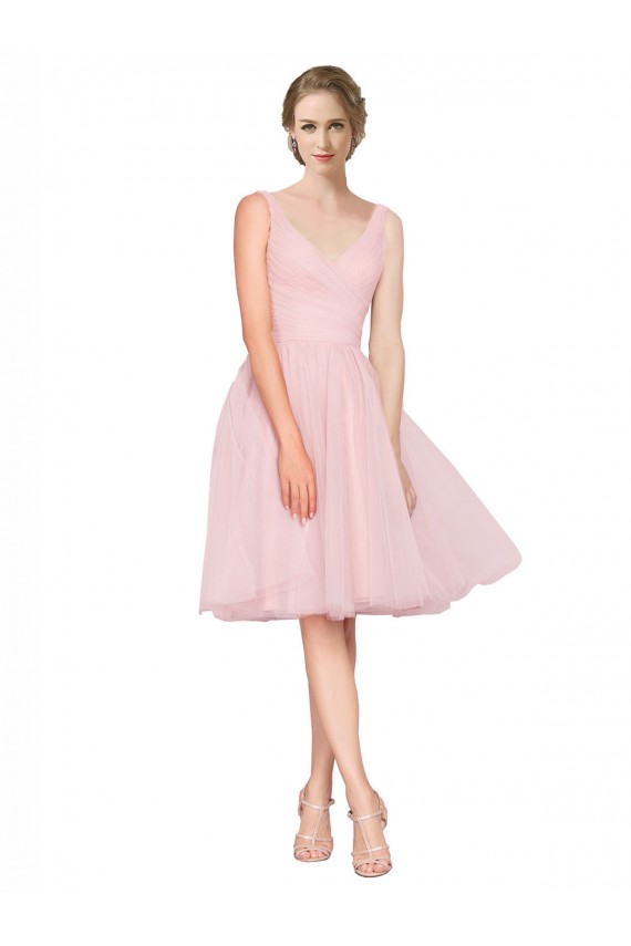 Sleeveless Pink A-Line V-Neck Bridesmaid Gown Maidstone