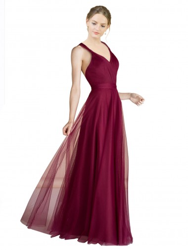 Sleeveless Criss Cross Open Back A-Line V-Neck Bridesmaid Dress Maidstone