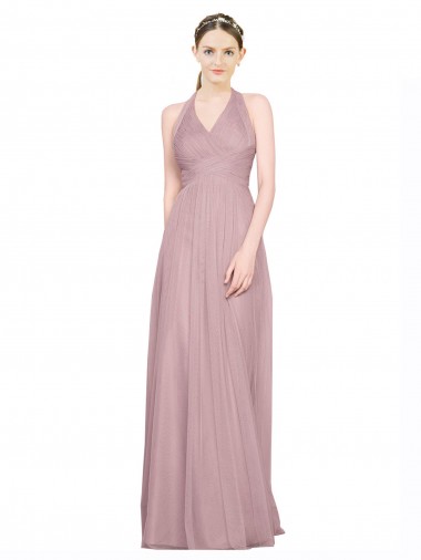 Sleeveless Low Back A-Line Halter Neck Bridesmaid Gown Maidstone
