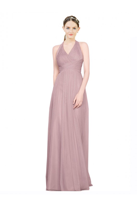 Sleeveless Low Back A-Line Halter Neck Bridesmaid Gown Maidstone