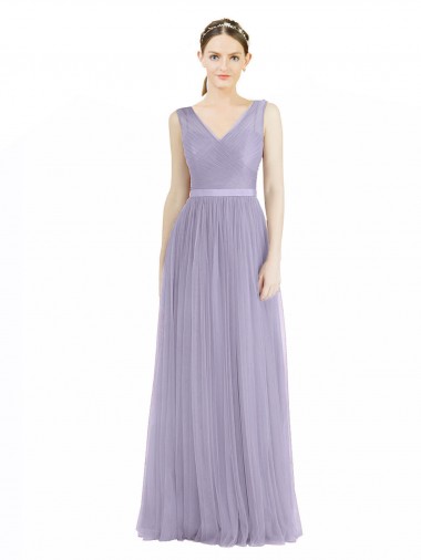 Sleeveless Lilac V-Back A-Line V-Neck Bridesmaid Dress Maidstone