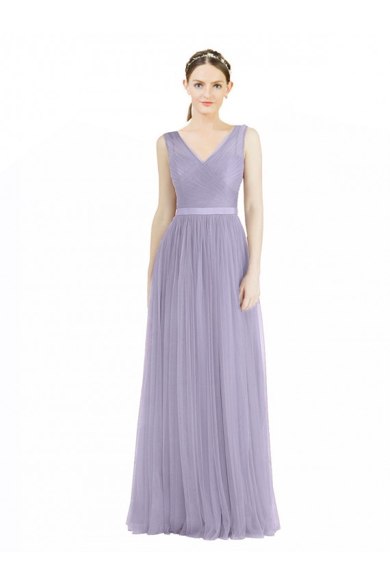 Sleeveless Lilac V-Back A-Line V-Neck Bridesmaid Dress Maidstone