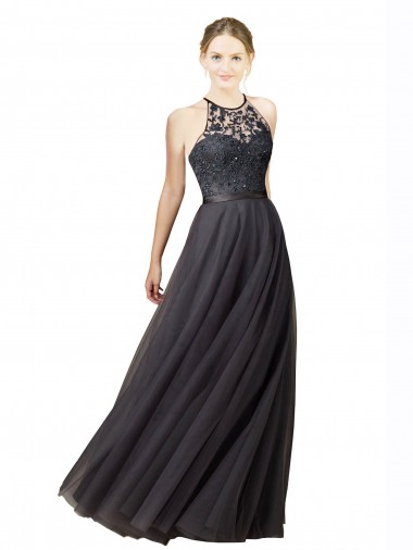 Sleeveless Slate Grey Criss Cross Back A-Line Sweetheart Bridesmaid Dress Maidstone
