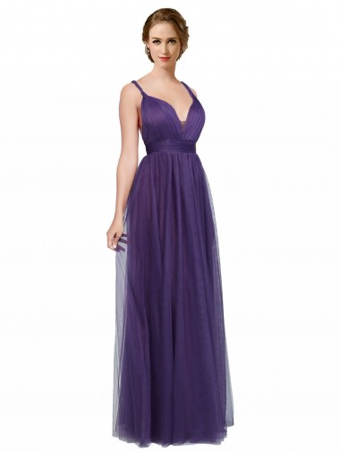 Sleeveless Purple Open Back A-Line Spaghetti Straps Bridesmaid Dress Maidstone