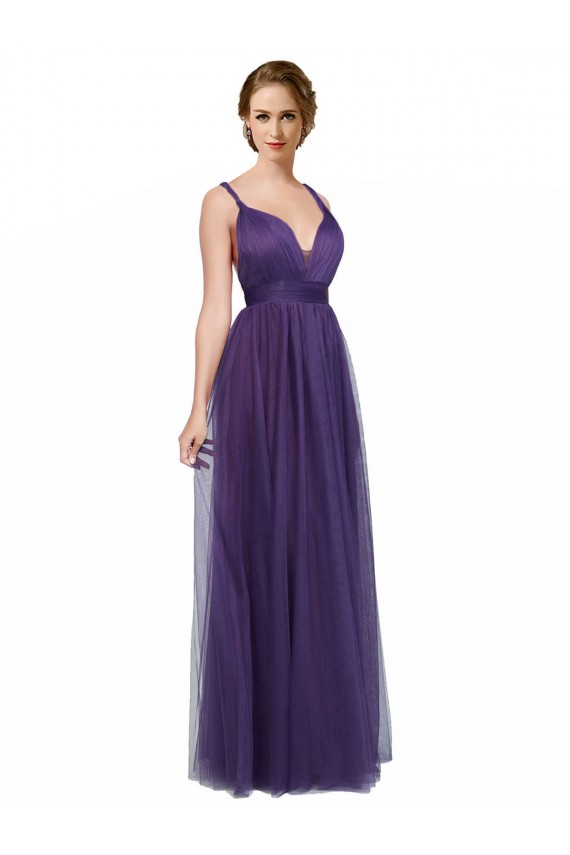 Sleeveless Purple Open Back A-Line Spaghetti Straps Bridesmaid Dress Maidstone