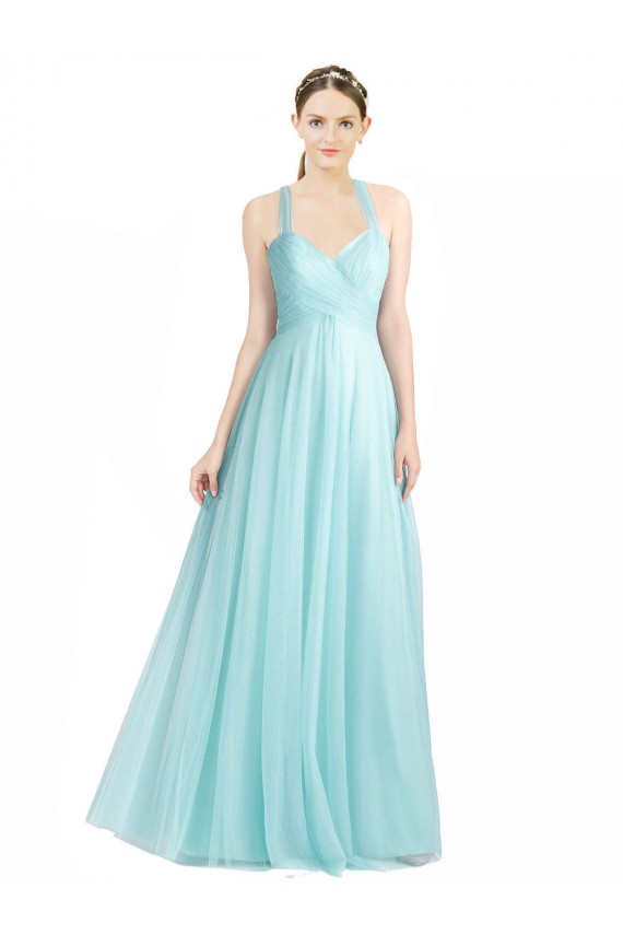 Sleeveless Mint Green Open Back A-Line Spaghetti Straps Bridesmaid Dress Maidstone