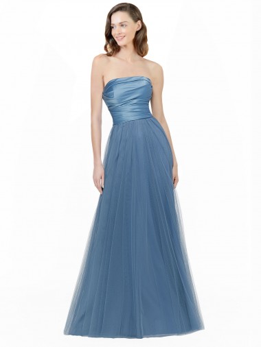 Sleeveless Low Back A-Line Satin & Tulle Strapless Bridesmaid Dress Maidstone