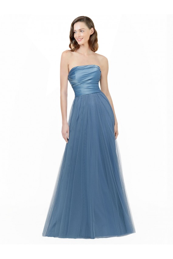 Sleeveless Low Back A-Line Satin & Tulle Strapless Bridesmaid Dress Maidstone